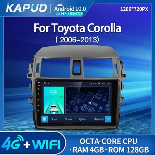 Kapud Android 10.0 Car Multimedia Video Player Radio 9" For Toyota Corolla 2006-2013 Stereo BT GPS Wifi DSP Navigation