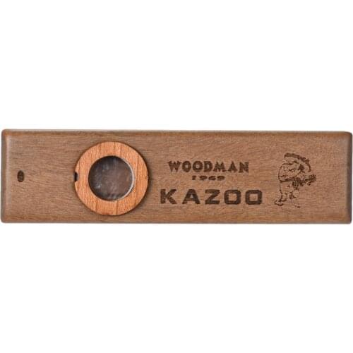 Wooden Kazoo Musical Instrument Ukulele Guitar Partner Wood Harmonica with Metal Box for Music Lover