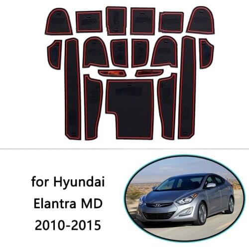For Hyundai Elantra MD Avante i35 2011~2015 Rubber Anti-slip Mat Door Groove Cup Pad Phone Cushion Coaster Gate Slot Accessories