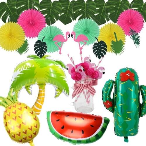 Hawaiian Party Decorations Flamingo Garlands Balloons For Luau Party Beach Summer Tropical Birthday Decoration Supplies