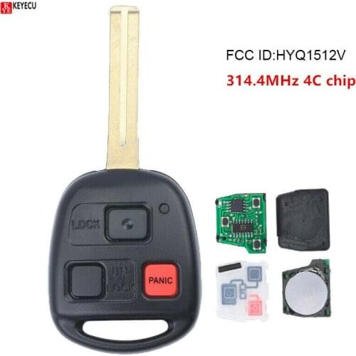Keyecu Smart Remote Key Fob 3 Buttons 314.4MHz With 4C Chip For 1998 1999 2000 2001 2002 Lexus LX470 FCC ID: HYQ1512V
