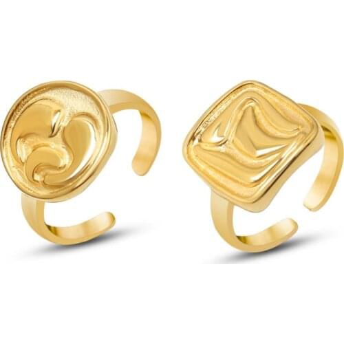Creative Abstract Geometric Rings For Women High Quality Gold Metal 18k Stainless Steel Finger Rings Party Jewelry Wholesale