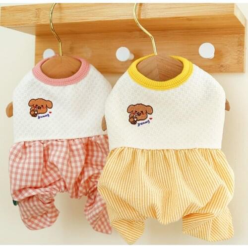 Plaid Stripe Pants Jumpsuit For Dogs Design Cute Doggie Cat Puppy Jacket Coat Apparel Spring Autumn Four Legs Clothes Chihuahua