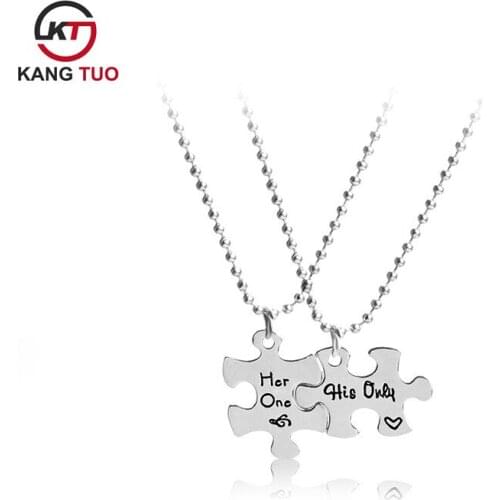 Fashion Creativity Letter her one his only Lover Necklace With Bead Chain For Couple Gifts 12sets/lot
