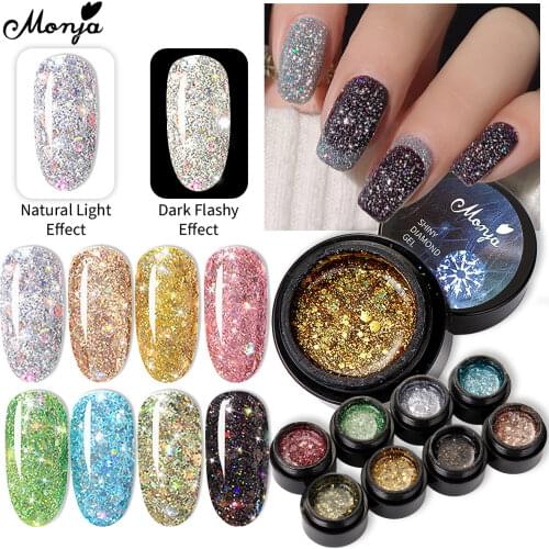 Monja 8 Styles Nail Art Crystal Shiny Diamond UV Gel Colorful Sparkling Glitter Dazzling DIY Painting Manicure Decoration Tool