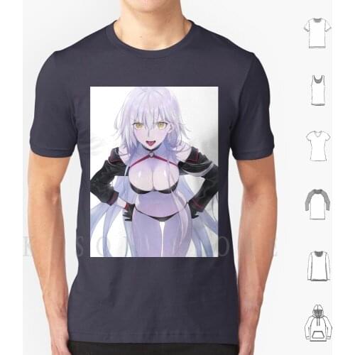 Fate-Jeanne Alter T Shirt Cotton Men Diy Print Fate Jeanne Alter Extella Grand Order Servant Holy Grail Cleavage Big