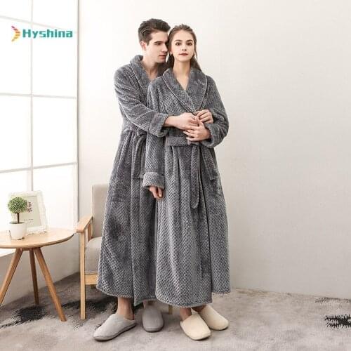 Nightgown male and female fixed belt flannel bathrobe bathrobe bathrobe autumn and winter