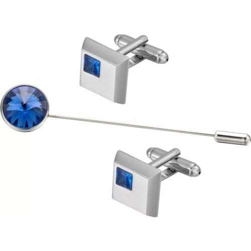 One set with cuff links and brooch ,top high quality mens Cuff links and brooch made of metal with crystal ,french cuff links