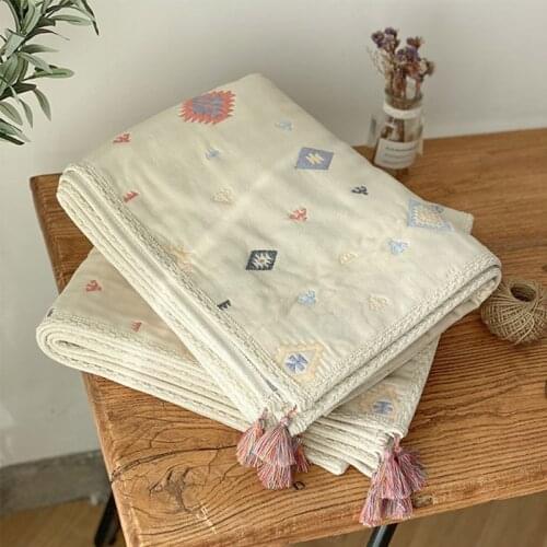 Baby Sleeping Swaddle Wrap 6 Layers Gauze Muslin Receiving Blanket Bohemia Bath Towel Bedding for Newborn Infant Shower Gifts
