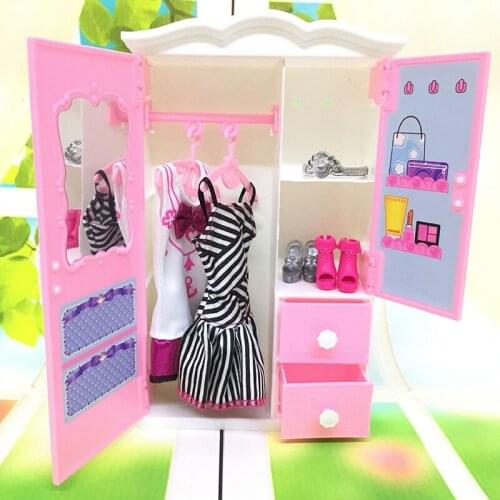 1PCS Dollhouse Furniture Plastic Wardrobe Living Room Plastic White Wardrobe Closet For Dollhouse Accessories Toy 13*5*21cm