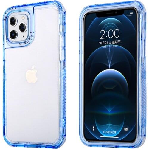 Candy Color Transparent Phone Case for iPhone 12 11 Pro XS Max XR X 7 8 Plus SE 2020 Shockproof Armor Hybrid Bumper Back Cover