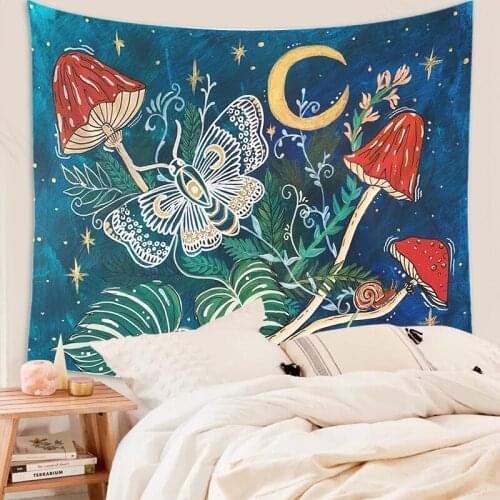 Nordic psychedelic hanging fabric background wall Bohemian Hippie Witchcraft Tarot Science Fiction Room Home Decor wall hanging