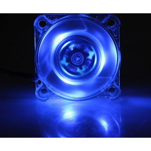 Gdstime 5Pcs DC 12V 3 Wire 40mm x 10mm LED PC Fan Blue 40x40x10mm Transparent Crystal Computer Case CPU Cooler Cooling Fan 4010