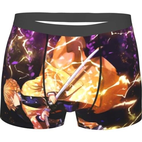 Zenitsu Demon Slayer Anime Underpants Breathbale Panties Male Underwear Comfortable Shorts Boxer Briefs