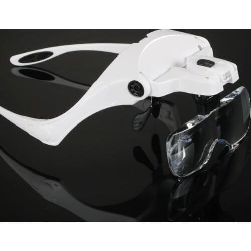 Eyelash Extension 5 Lens Adjustable Headband Magnifying Glass With LED Light lamp For Beauty Tattoo Magnifying Glasses -B7
