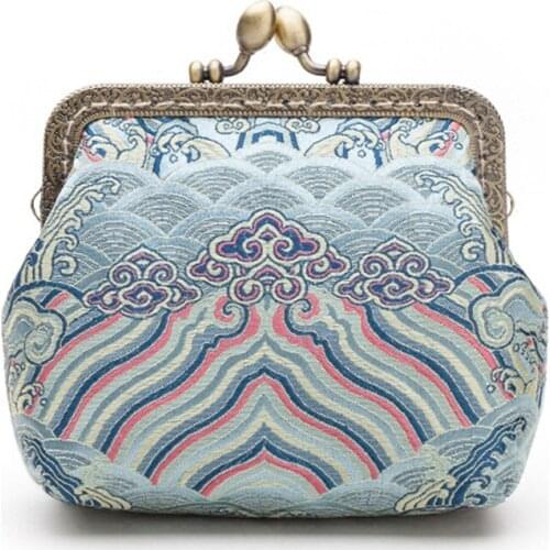 Vintage silk women purse original design women wallets retro ethnic style card holder female purse buckle womens small coin bag