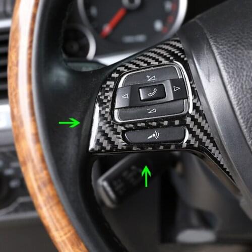 Car Carbon Fiber Interior Steering Wheel Panel Switch Button Cover Trim For VW Touareg 2011 2012 2013 2014 2015 2016 2017 2018