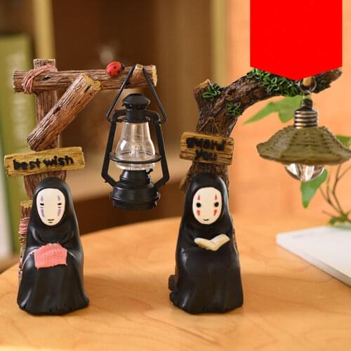 Japan Studio Ghibli Kaonashi No Face Man Totoro LED Night Light Doll Miyazaki Hayao Spirited Away Resin Action Figure Kids Toy