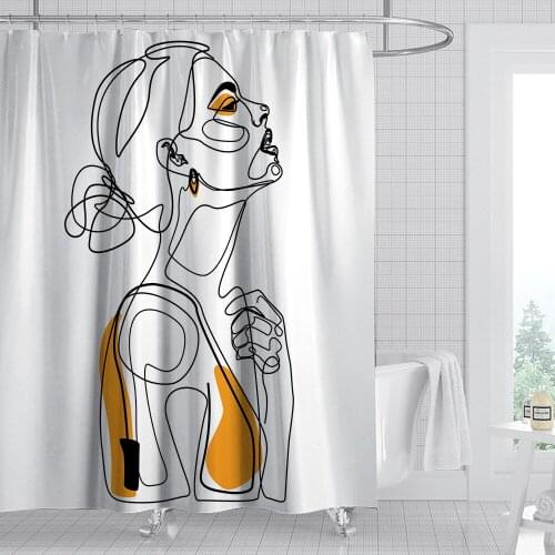 Summer 3D Digital Printed Anime Simplicity People Flowers Waterproof Shower Curtain Punch-Free Bathroom Curtains Dropshipping