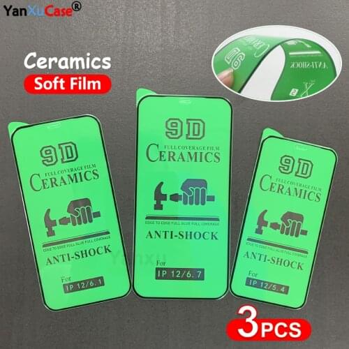 3Pcs 9D Anti-shock Ceramic Protective Film For iPhone 12 Mini 11 Pro XR XS Max X 8 7 6 Plus SE2 Full Cover Soft Screen Protector