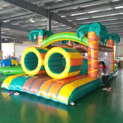 Factory customized PVC Inflatable Trampolines with slide bouncy castle Jumper Obstacle Course