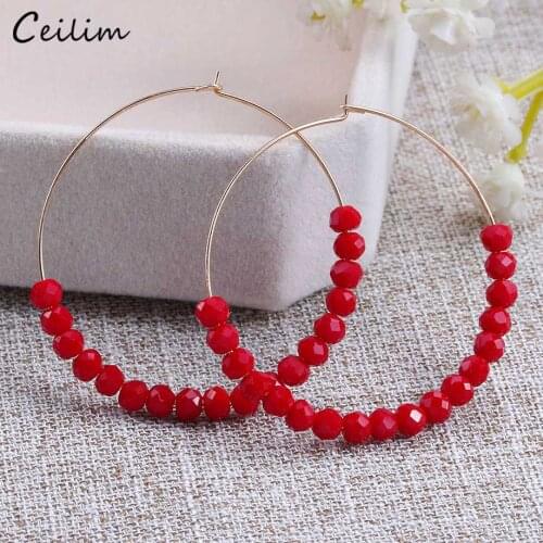 2020 Natural Stone Beads Round Wrapped Hoop Earrings for Women Fashion Gold Color Circle Creole Earring New Boho Ear Jewelry