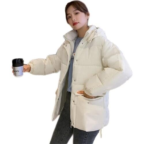 Winter coat women short loose beige 2020 autumn new Korean fashion black pink plus size thick warmth cotton parka feminina JD937