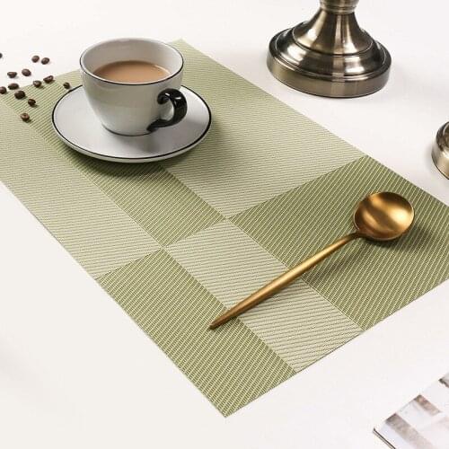 1Pc 45x30cm Table Mat Rectangular PVC Non-Slip Bowl Plate Cup Pad Braided Heat Insulation Placemat Kitchen Accessories