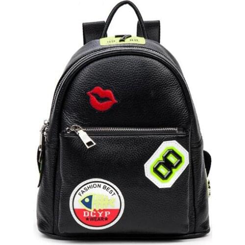 125 Genuine leather women fashion embroider large backpack outdoor casual bag