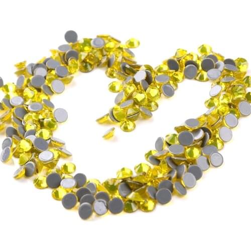 2018 New Arrived SS3-SS34 Citrine Color Strass Hot Fix Rhinestone More Shiny Super Bright Glitter Hotfix Iron On wedding Stones