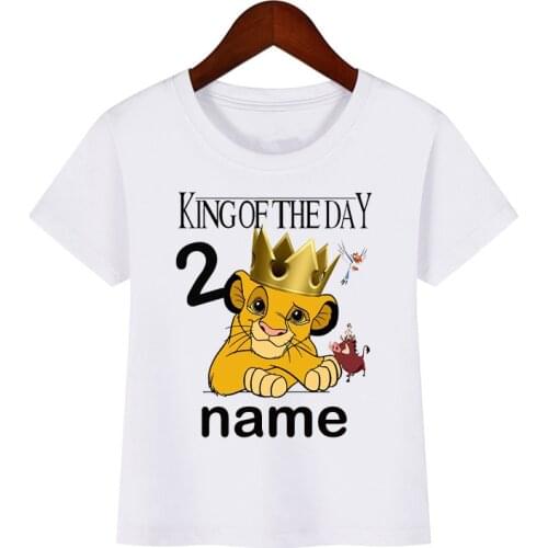 2021Number 1-10 Lion King Birthday Boys Shirts Boys Simba Shirt Baby Girls Clothes Short Sleeve Tee Tops for 2-9 Years Olome99