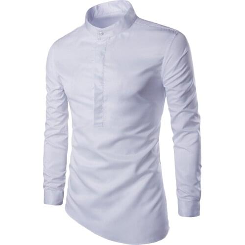 2019 Personalized Fashion High Quality Mens Shirts Business Casual Slim Dress Shirt Men Clothes Camisa Masculina Black & White