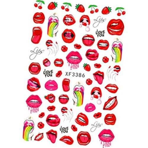 2021 Factory Price Hot Selling Valentines New Red Sexy Lips Design Stickers for Nail Decoration