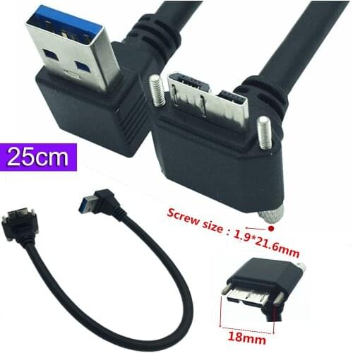 25cm USB 3.0 Micro B male Down angle to USB A male Down angle cable