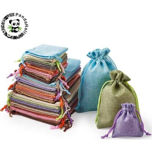 30pcs/set Mixed Color Burlap Packing Pouches Drawstring Bags for Jewelry Packing Mixed 3 Size