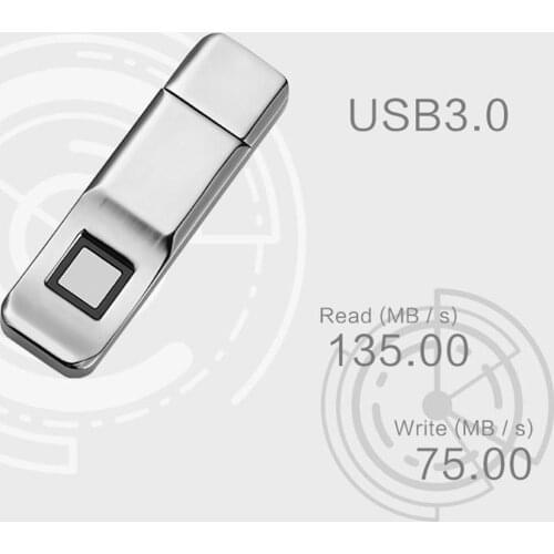32GB Fingerprint Lock, USB Flash Drive Encrypted By U Disk, Portable Fast Identification Memory Control Fingerprint Lock Silver