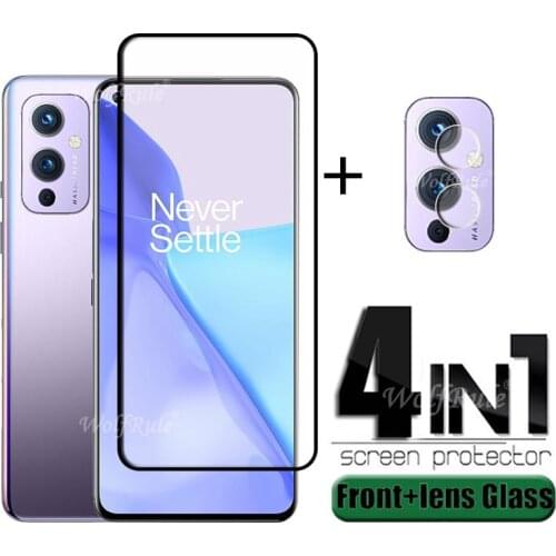 4-in-1 For Oneplus 9 Glass For Oneplus 9 Tempered Glass Full Gule HD Protective Film Screen Protector For Oneplus 9 Lens Glass