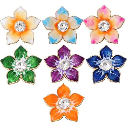 6pcs/lot Snap Jewelry 18mm Flower Snap Buttons Metal Charms 18mm 20mm Snap Button Jewelry for Snaps Bracelet DIY Jewelry ZA1273