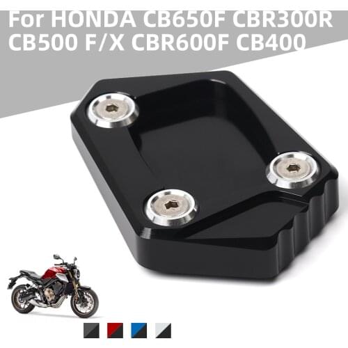 Motorcycle CNC Aluminium Kickstand Side Stand Plate Pad Enlarge Extension Pad For HONDA CB650F CBR300R CB500 F/X CBR600F CB400