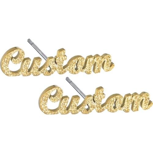 AurolaCo Custom Frosted Earrings Stud Earrings Custom Name Earrings Stainless Steel Earrings for Women Gifts