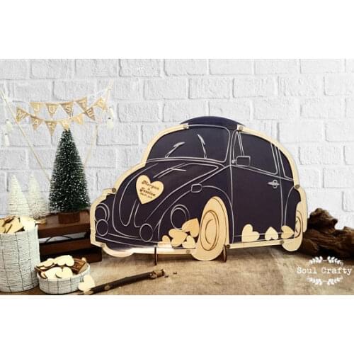 Beetle Wedding Guest Book Alternatives Bugs Drop Top Wooden Hearts Personalized Vintage Camper Anniversary Party