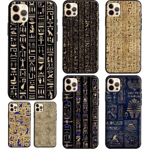 Ancient Egyptian Hieroglyphic Phone Case For iPhone 7 8 Plus SE 2020 XR X XS Max 12 Mini 11 Pro Max Soft Cover Coque