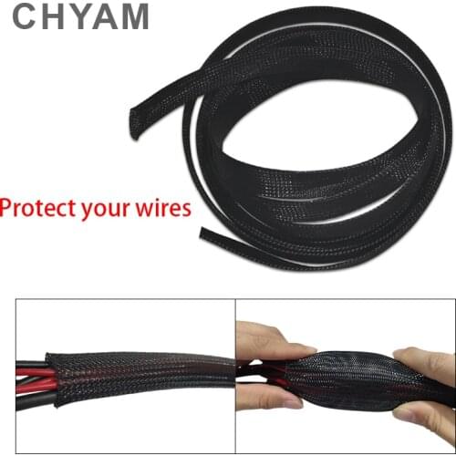 Black Cable Sleeve Insulated Braid Sleeving 4/6/8/10/12/16/20/25/30/40/50mm Tight Protection Expandable Wire Gland