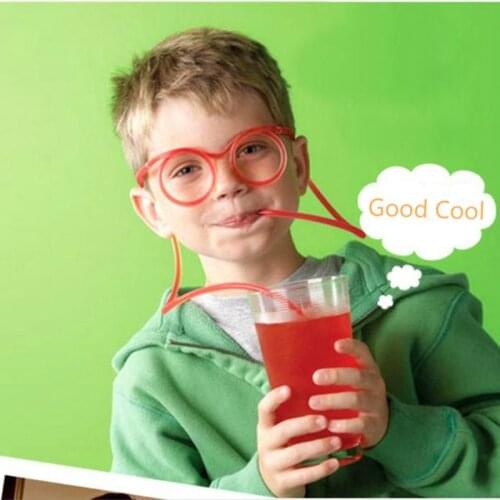 Hot Sale Creative Fun Soft Plastic Straw Funny Glasses Flexible Drinking Toys Party Joke Tube Tools Kids Baby Birthday Baby Toys