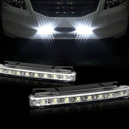 2Pcs 8 LED Running Lights Daylight Waterproof Fog Lamp Bulbs Car Kit