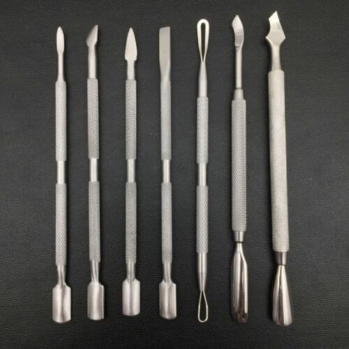 Double Head 1pc Stainless Steel Cuticle Pusher Pedicure Care Tool Nail Dead Skin Pusher Spoon Double-ended Nail Care