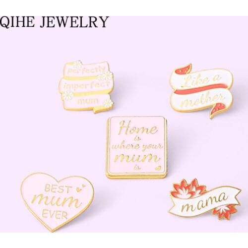 Mothers Day Enamel Pin Mother Brooches Perfectly Imperfect Mum Badge Bag Clothes Lapel Pin Jewelry Gift for Women Wholesale