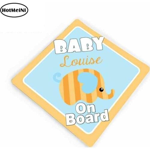 HotMeiNi 13cm x 12cm Car Stickers Personalized Baby on Board Blue With Orange Elephant Car Windscreen Sticker Graphic