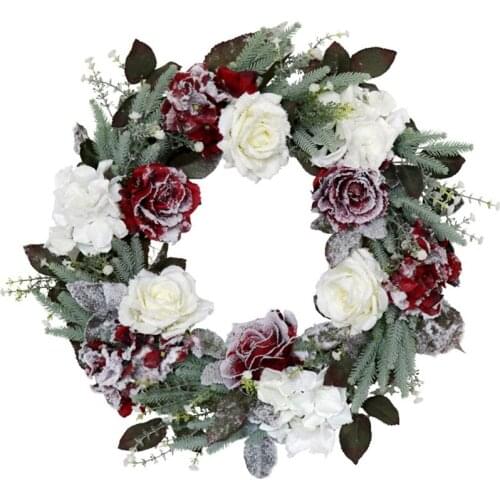 Artificial Rose Flower Wreath Christmas Wreath For Front Door Wall Window Wedding Party Farmhouse Home Decoration