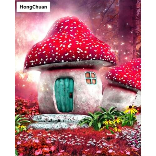 Cartoon Mushroom House 5D DIY Full Square/Round Diamond Painting Diamond Embroidery Diamond Cross Stitch Home Decoration Gift